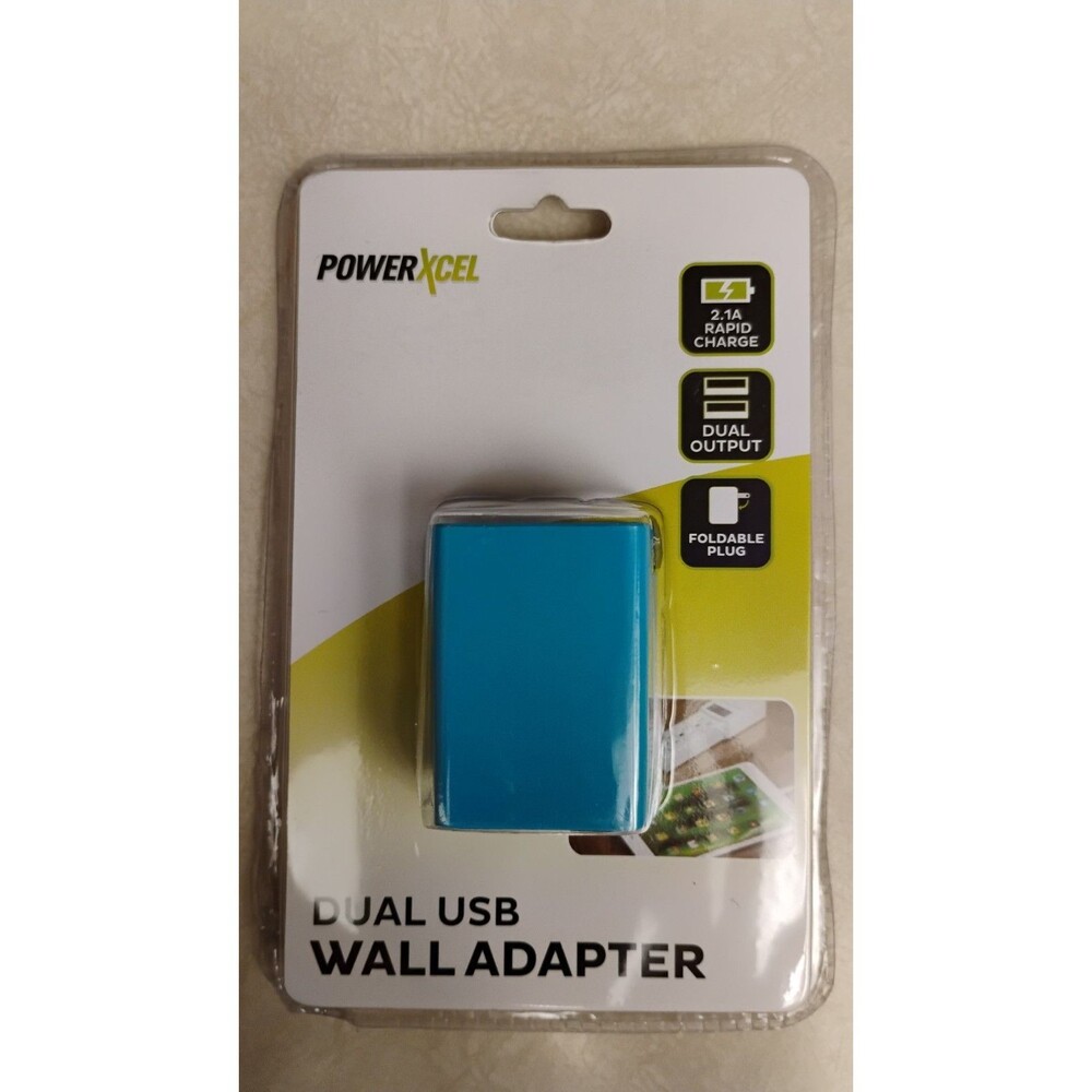 Wall Adapter Dual USB. Power Xcel Rapid Change Foldable Plug. Dual Output